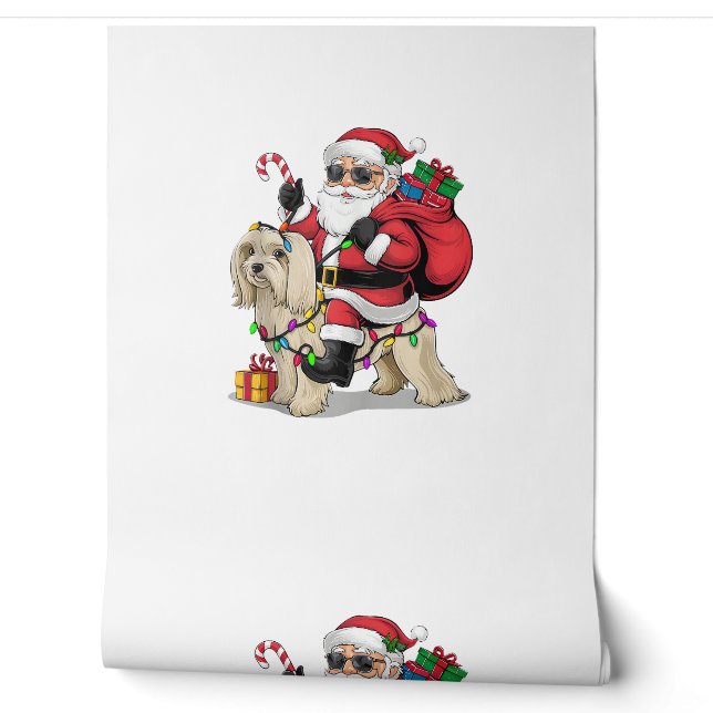 Papier Peint Éclairage de Noël Havanais Père Noël équitation Ch (Déroulement)