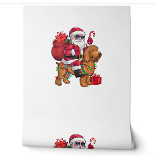 Papier Peint Éclairage de Noël Père Noël équitation Goldendoodl