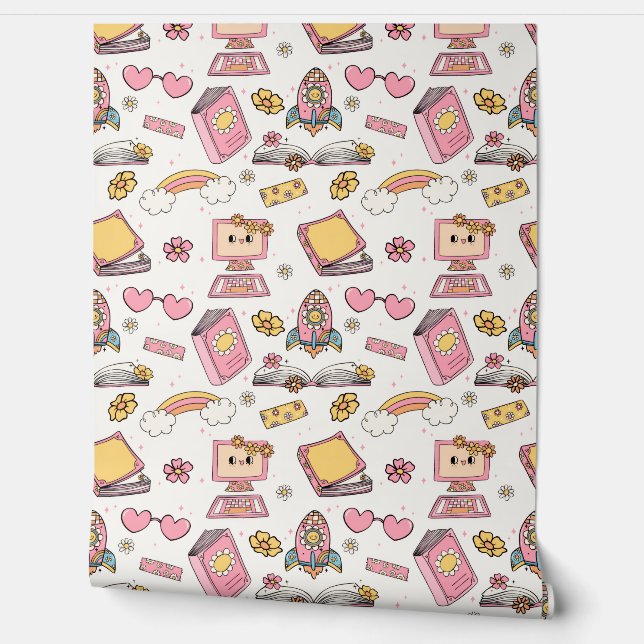 Papier Peint Ecole de Thème Rétro (Déroulement)