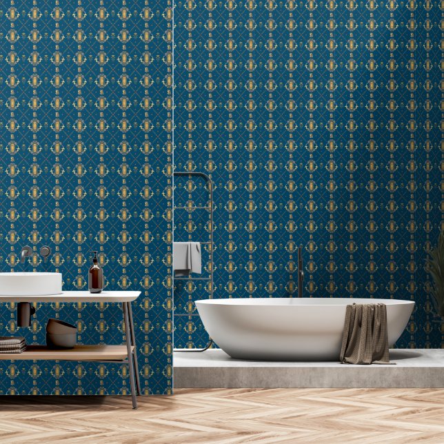 Papier Peint Égypte Art déco Lotus Nefertiti (Salle de bain)