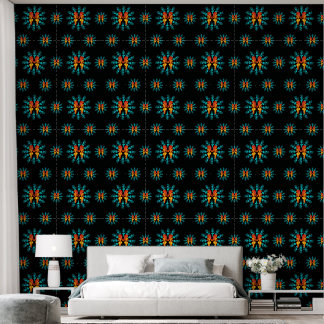 Papier Peint Electric Bloom Repeat – Dark Psychedelic Wallpaper