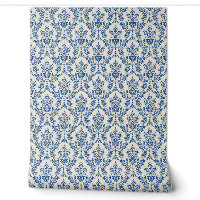ELEGANCE Blue Damask Motif sans fil