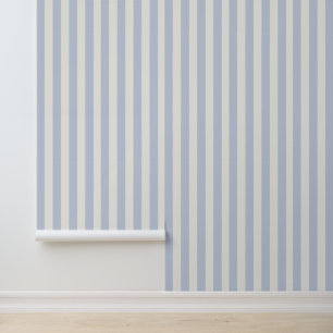 Papier Peint Élégance Côtière Classe Rayures Bleu Clair Blanc