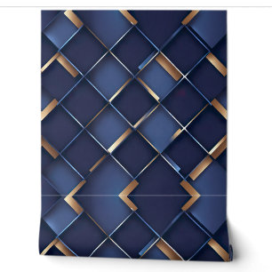 Papier Peint Elégant bleu et or géométrique