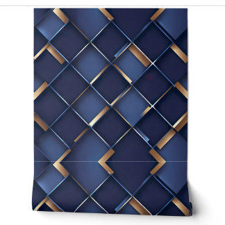 Papier Peint Elégant bleu et or géométrique