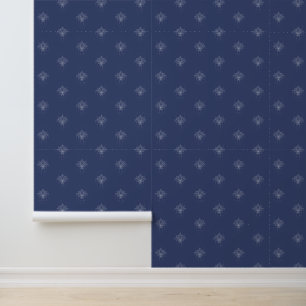Papier Peint Elégant Boho Petit Floral Lotus Bleu foncé