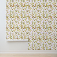 Elégant Damask Classy Chic Luxe Blanc et Or