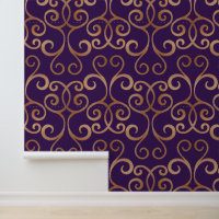 Élégant Damask Classy Luxury Rose Gold Et Purple