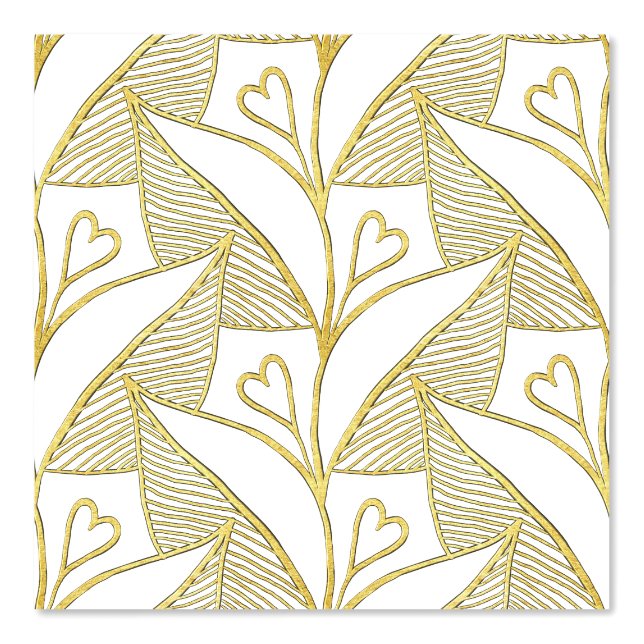 Papier Peint Élégant élégant Cute Blanc et Or Coeur Floral (Recto)