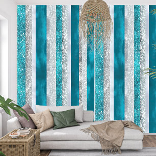 Papier Peint Élégant Ethereal Serene rayures turquoise
