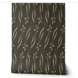 Papier Peint Elégant Feuille beige sur foncé