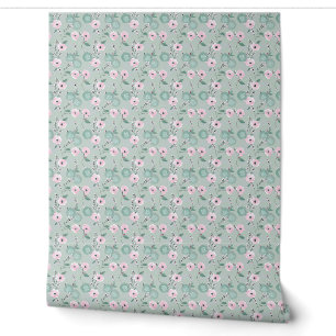 Papier Peint Élégant Floral moderne rose et vert