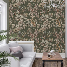 Papier Peint Élégant Gras Botanique Moss Green