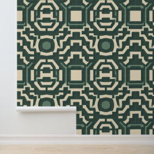 Papier Peint Élégant Labyrinthe d'émeraude : Géométrique modern
