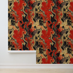 Papier Peint Elégant marbre rouge doré noir carrelé