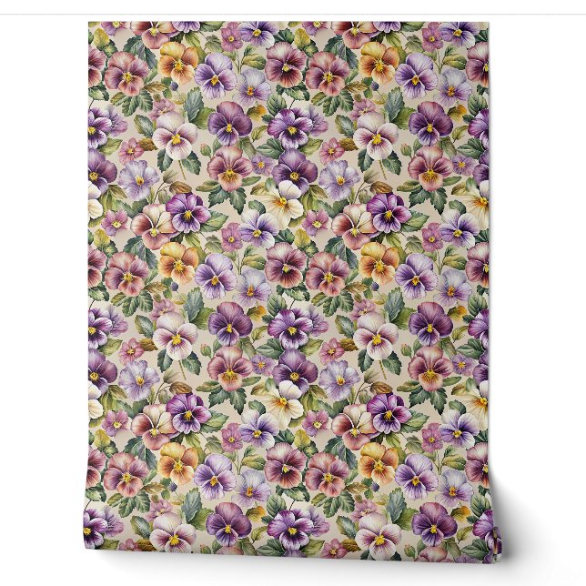 Papier Peint Élégant mauve pastel violet violet jaune lilas (Déroulement)