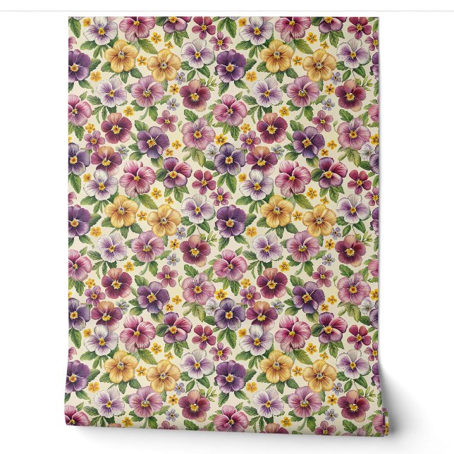 Papier Peint Élégant mauve pastel violet violet jaune lilas (Déroulement)