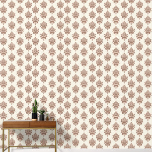 Papier Peint Elégant moderne Vintage Mocha Brown ivoire Damask
