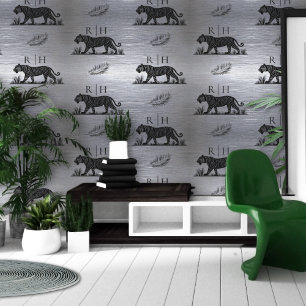 Papier Peint Élégant Monogramme noir argent Motif