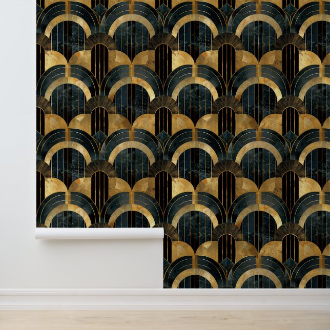 Papier Peint Élégant motif carrelé art déco (Application)