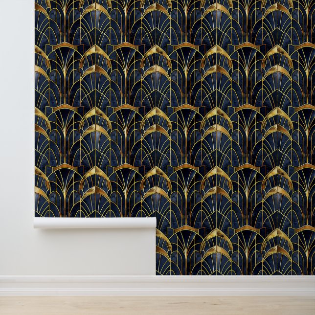 Papier Peint Élégant motif carrelé art déco (Application)