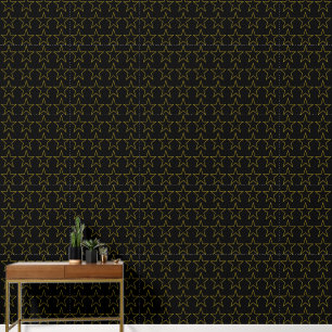 Papier Peint Élégant Motif des étoiles d'or sur noir