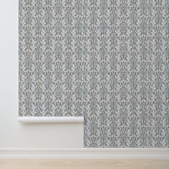 Papier Peint Élégant motif floral noir et blanc (Application)