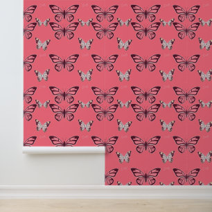 Papier Peint Élégant Motif papillon rose