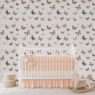 Papier Peint Élégant papillon Muté Neutre Blush Girl Nursery