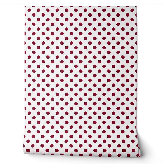 Papier Peint Élégant Pois rouge de Bourgogne (Déroulement)