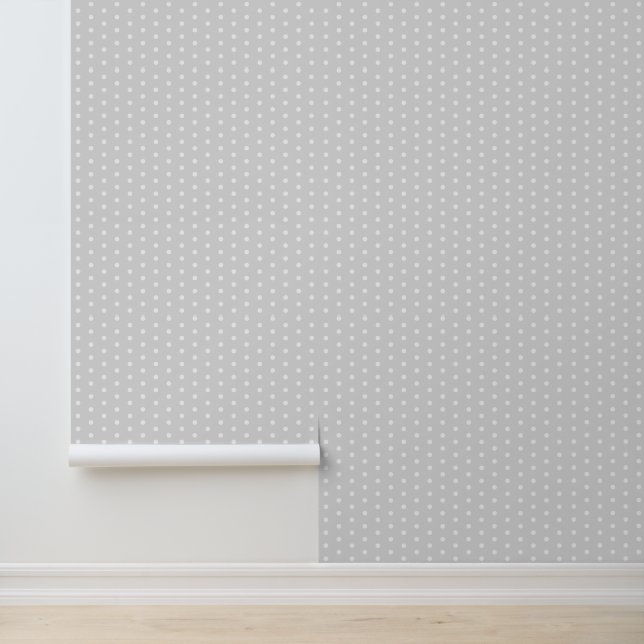 Papier Peint Elégant Polka Dot Motif gris pâle blanc (Application)
