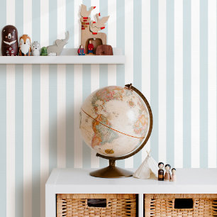 Papier Peint Élégant rayé bleu pâle blanc serein