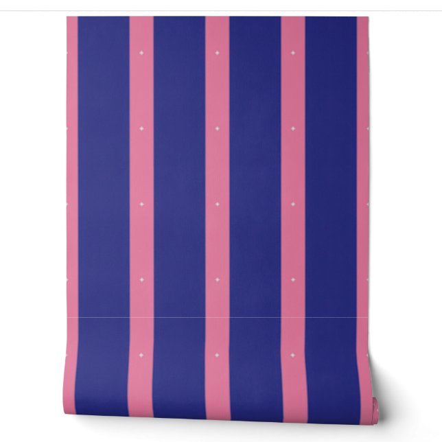 Papier Peint Élégant rose et rayures de marine (Déroulement)