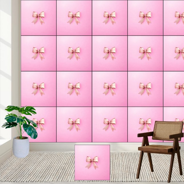 Papier Peint Elégant Rose rose Satin Coquette Bow esthétique (Créateur téléchargé)