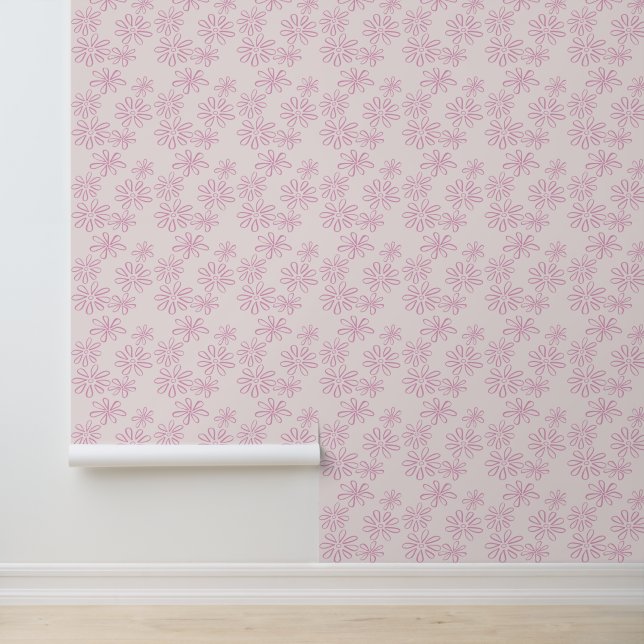 Papier Peint Élégant rose sur un Doodle Floral Blush (Application)