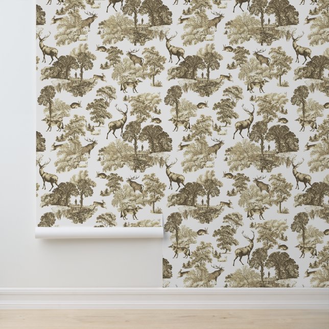Papier Peint Élégant Rustic Deer Forest Animaux Toile (Application)