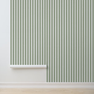 Papier Peint Élégant Sage Classé Vert Français Ticking Stripes