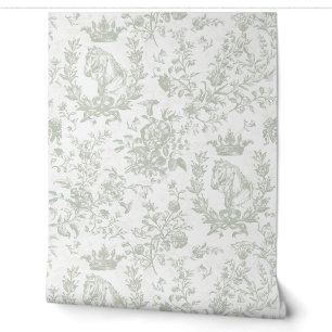 Papier Peint Elégant Sage Horse Crown Floral Toile