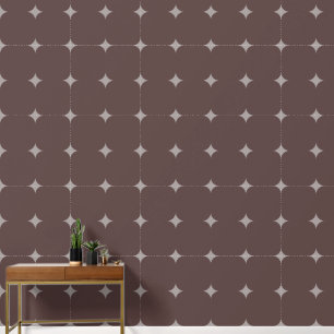 Papier Peint Élégant Stars argent Bown foncé Auburn Carreaux Mo