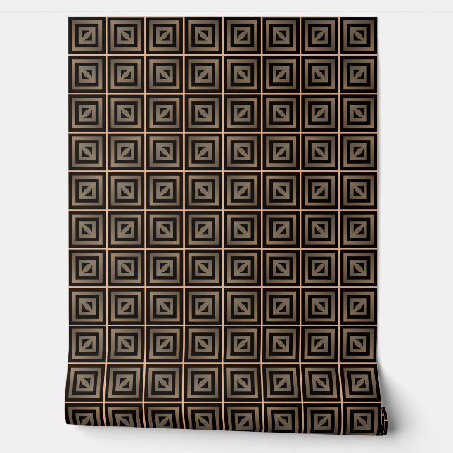Papier Peint Élégant style Retro Géométrique Classo Brown (Déroulement)