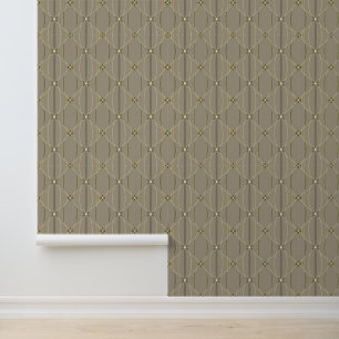 Papier Peint Elégant Taupe et Motif géométrique jaune