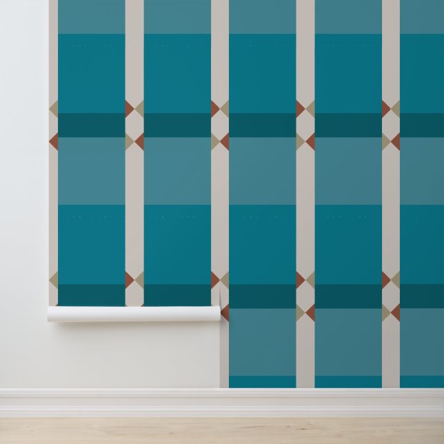 Papier Peint Elégant tons terreux gris bleu et géométrique Brow (Application)