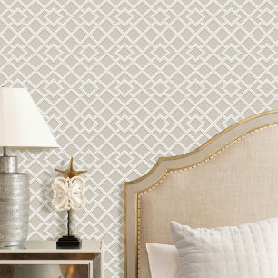 Papier Peint Elégant treillis Motif géométrique Greige Beige