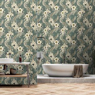 Papier Peint Elégant vert Victorian Dentelle Motif