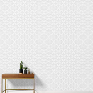 Papier Peint Elégant Vintage Delicate Gris Blanc Damas