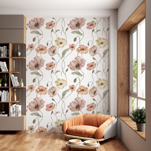 Papier Peint Elégante aquarelle Pavot islandais Motif floral