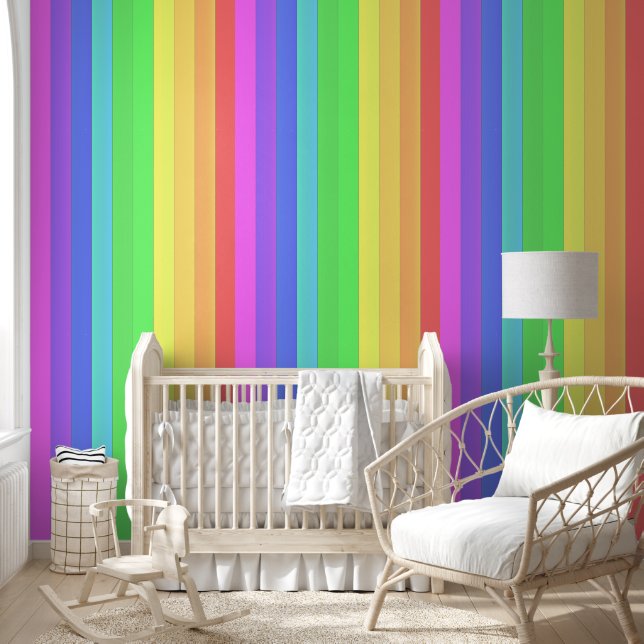 Papier Peint Élégante bande verticale colorée arc-en-ciel (Enfants)