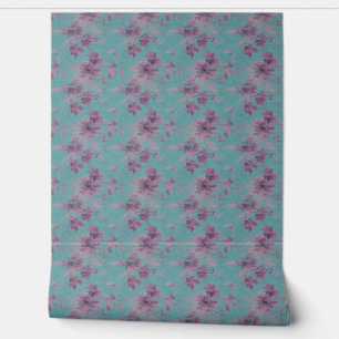 Papier Peint Élégante Chinoiserie bleue et violette