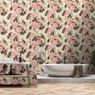 Papier Peint Elégante Roses roses roses victoriennes Dentelles