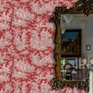 Papier Peint Elégante toile rouge vintage de jouy